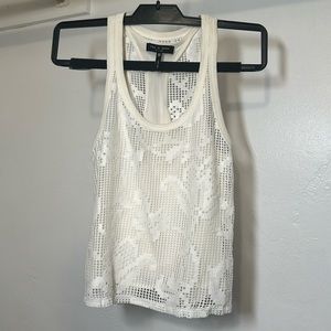 rag & bone White Crochet Mesh Racerback Tank Top
